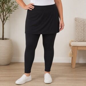 Eileen Fisher Black Skirted Leggings Skapri Viscose Spandex XL Made in USA